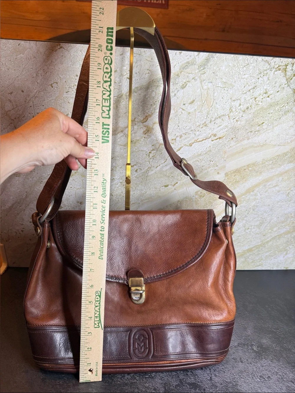 Marino Orlandi Vintage Italian Leather Messenger Shoulder Bag Brown Made Italy